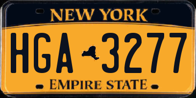 NY license plate HGA3277