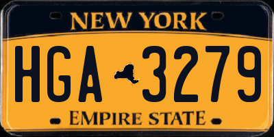 NY license plate HGA3279