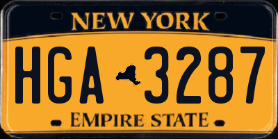 NY license plate HGA3287