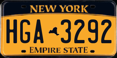 NY license plate HGA3292