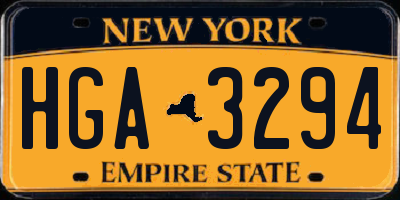 NY license plate HGA3294