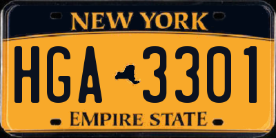 NY license plate HGA3301