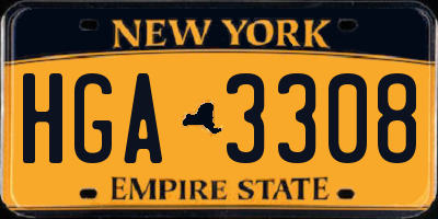 NY license plate HGA3308