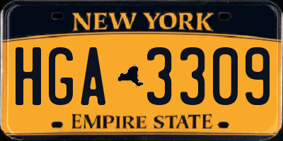 NY license plate HGA3309