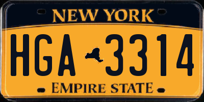 NY license plate HGA3314