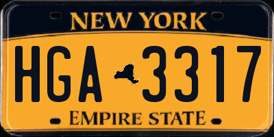 NY license plate HGA3317