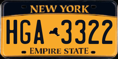 NY license plate HGA3322