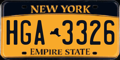 NY license plate HGA3326