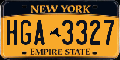 NY license plate HGA3327