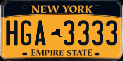 NY license plate HGA3333