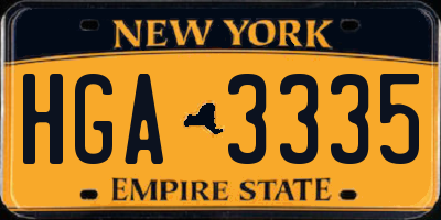 NY license plate HGA3335