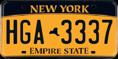 NY license plate HGA3337
