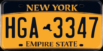 NY license plate HGA3347