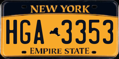NY license plate HGA3353