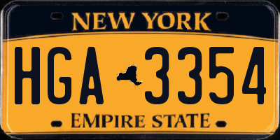 NY license plate HGA3354