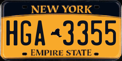 NY license plate HGA3355