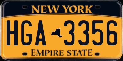 NY license plate HGA3356