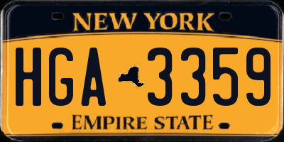 NY license plate HGA3359