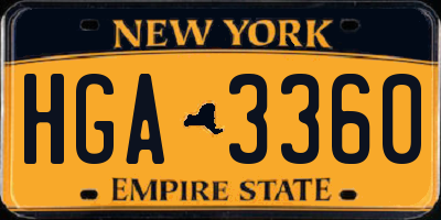 NY license plate HGA3360