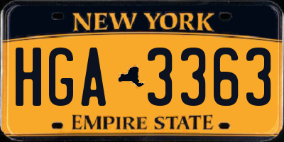 NY license plate HGA3363