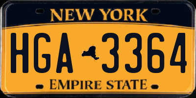 NY license plate HGA3364