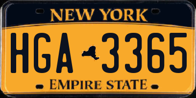 NY license plate HGA3365
