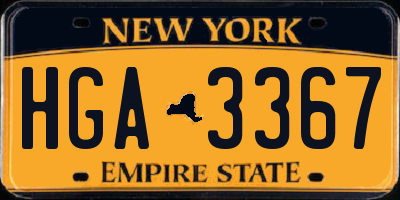 NY license plate HGA3367