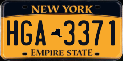 NY license plate HGA3371