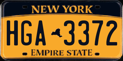 NY license plate HGA3372