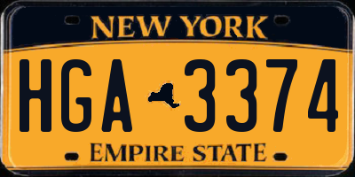 NY license plate HGA3374