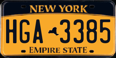 NY license plate HGA3385