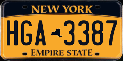 NY license plate HGA3387