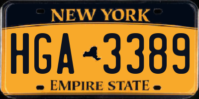 NY license plate HGA3389