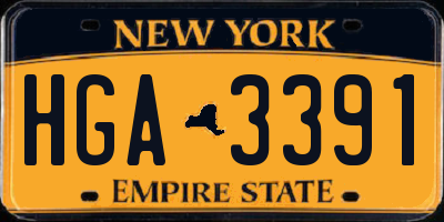 NY license plate HGA3391