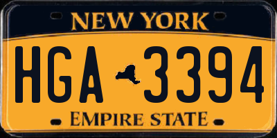 NY license plate HGA3394