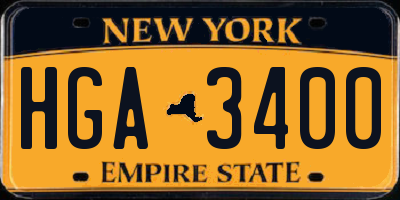 NY license plate HGA3400