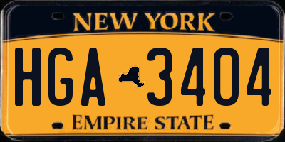 NY license plate HGA3404