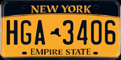 NY license plate HGA3406