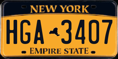 NY license plate HGA3407