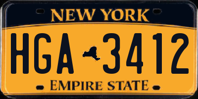 NY license plate HGA3412