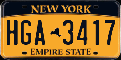 NY license plate HGA3417