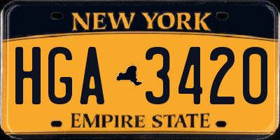 NY license plate HGA3420