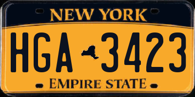 NY license plate HGA3423