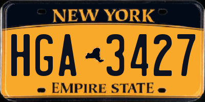 NY license plate HGA3427