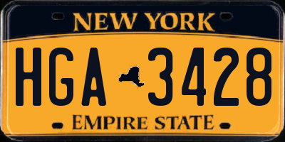 NY license plate HGA3428