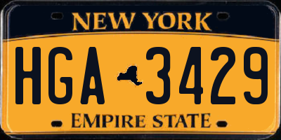 NY license plate HGA3429