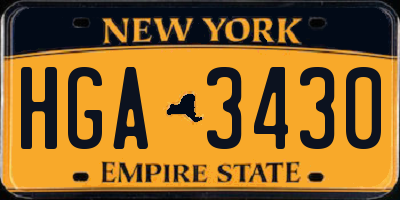 NY license plate HGA3430