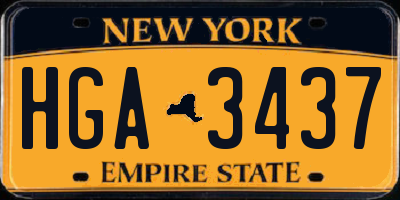 NY license plate HGA3437