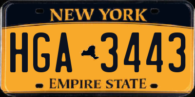 NY license plate HGA3443