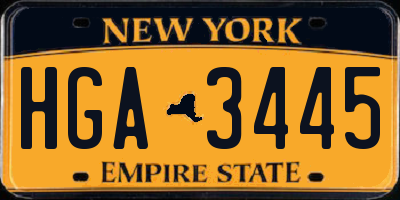 NY license plate HGA3445